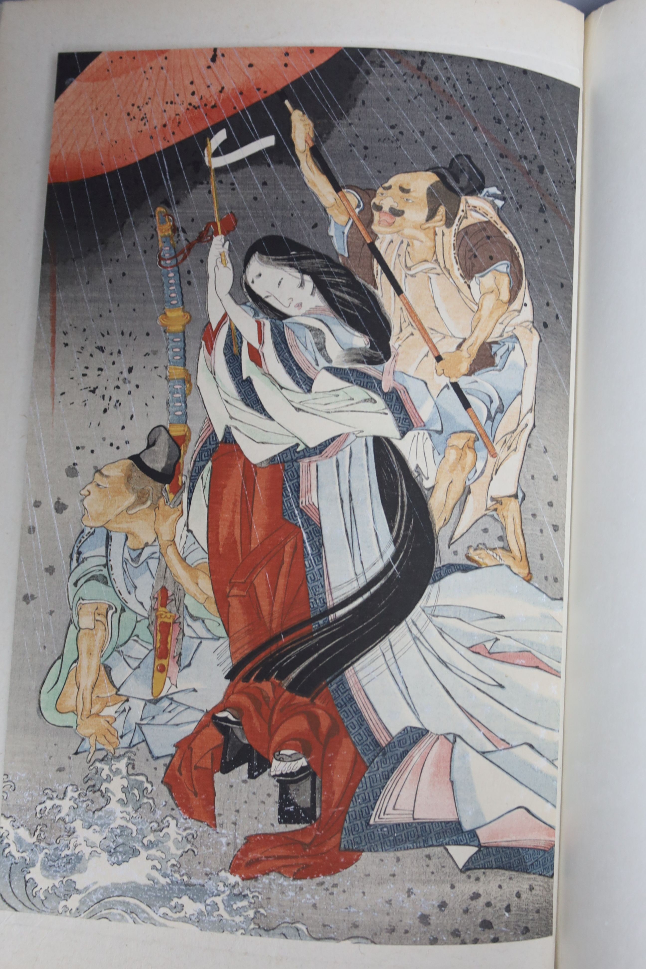 An early 20th century album of reproduction Japanese woodblock prints album, Hiroshige etc.